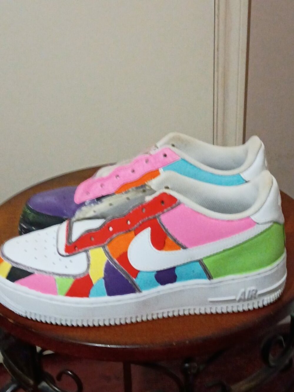 Nike Air Force 1 Low Custom Painted Multi Color 314192-117 Men's Size 6.5Y Kids - Picture 9 of 14